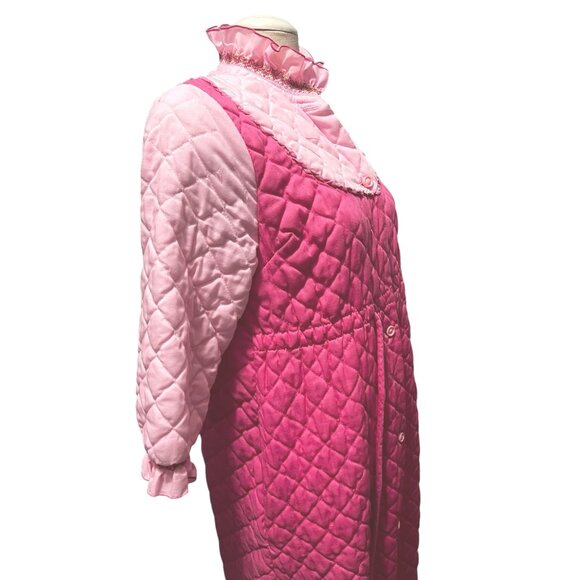 Vintage Handmade Quilted 1960's Button Front Nightgown Sleep Robe Sz Small/Mediu - Picture 15 of 16